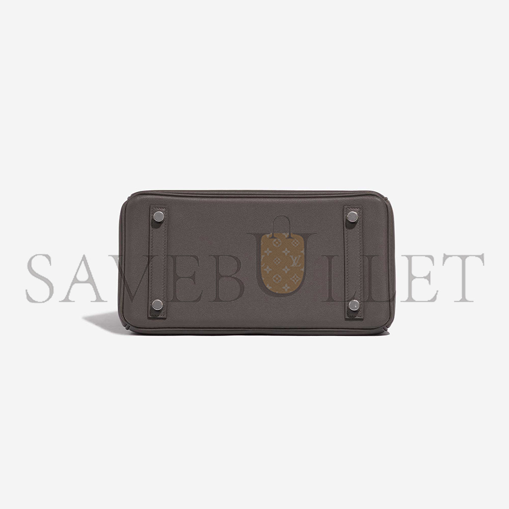 H**mes birkin 25 swift leather pewter grey silver buckle bag h049362ck10 (25*20*13cm)